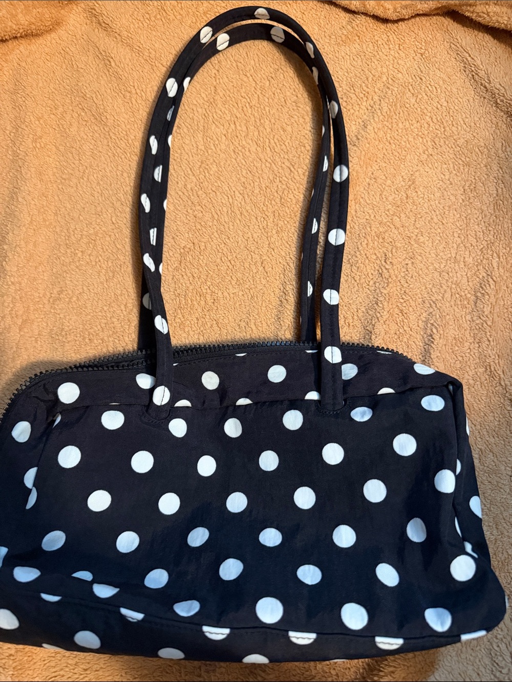 Baggu Urban Outfitters Exclusive Black + White Polka Dot Nylon Bowler Bag